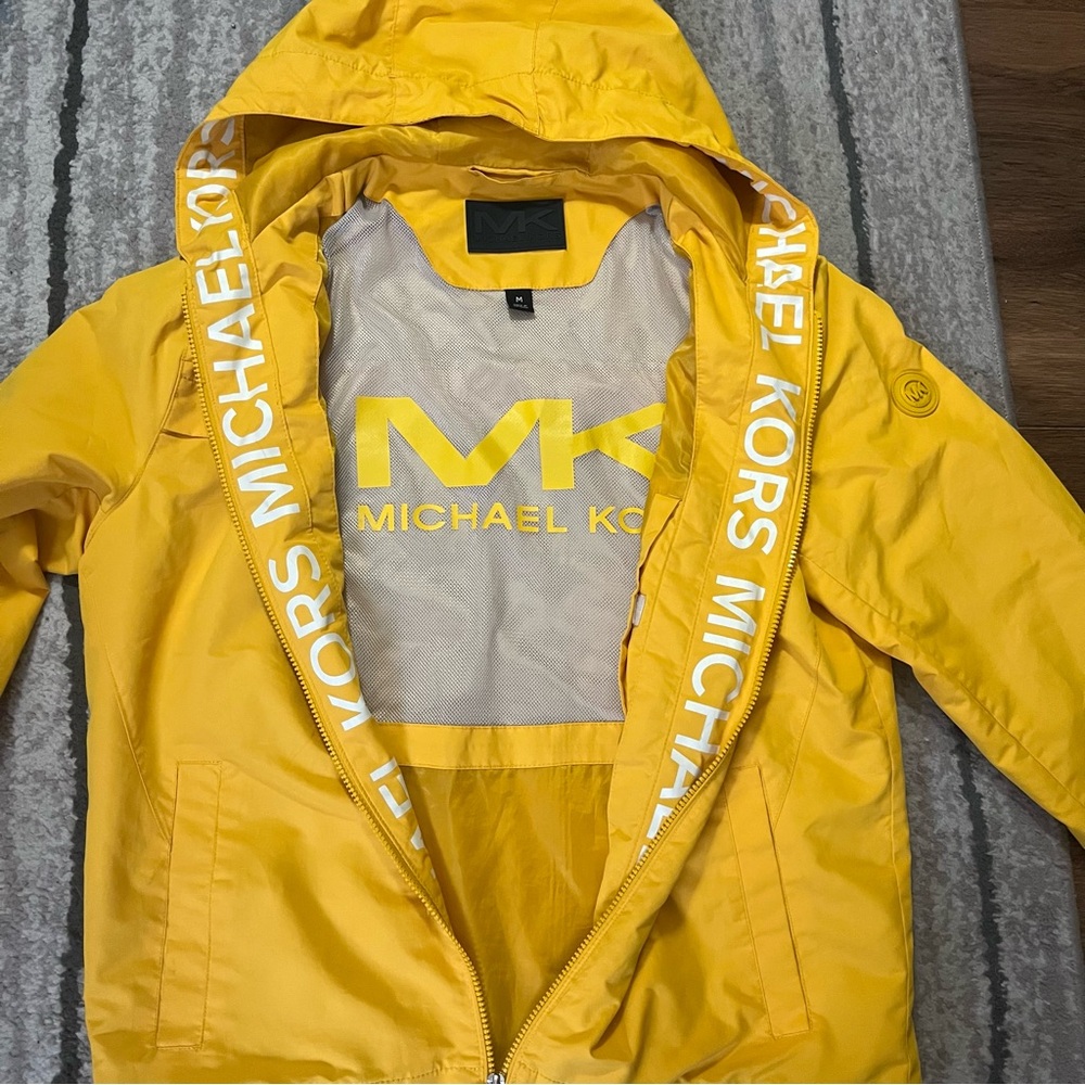 Michael Kors yellow windbreaker, water resistant jacket, medium